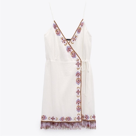 NWT Zara boho beaded sundress- Size Large - Picture 3 of 5